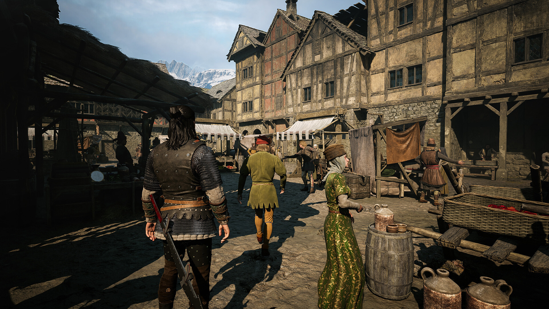 A Vale Sangora market square in daylight in The Blood of Dawnwalker